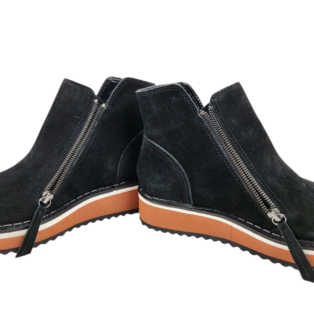 Matisse Jett Black Suede Leather Platform Double Zip Ankle Boots Womens Size 7.5